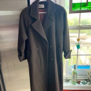 Paul Levy 100% Wool brown unisex trench coat.